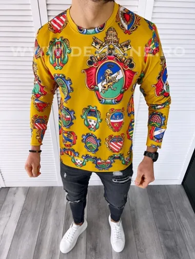 Bluza barbati mustar slim fit din silon B7661 O1-4.3